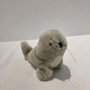 Vintage Kamar Seal Sealife Vtg Plush 6" Gray White Made In Korea Stuffed Animal